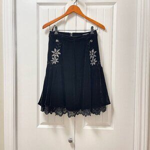 Vintage Velvet Lace Sequin Skirt Black – S